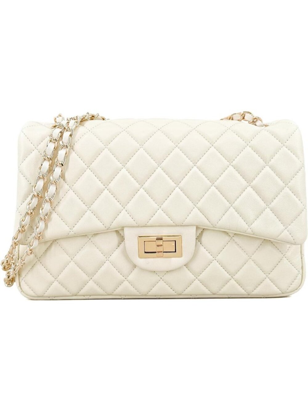 Chic Quilted Leather Crossbody Bag for Women, Classic Flap Shoulder Purse with